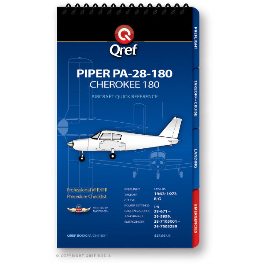 Quick Reference Media Piper Cherokee 180 PA28180 Qref Book Fallon