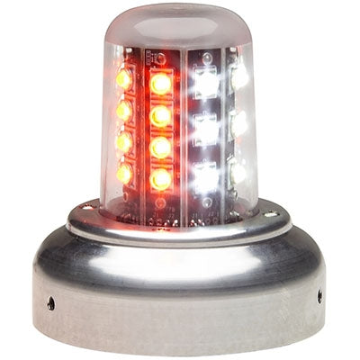 Whelen LED Rd/Wt Beacon, 28V (3.75""Adapt, FlyingLeads) 01-0790520-05