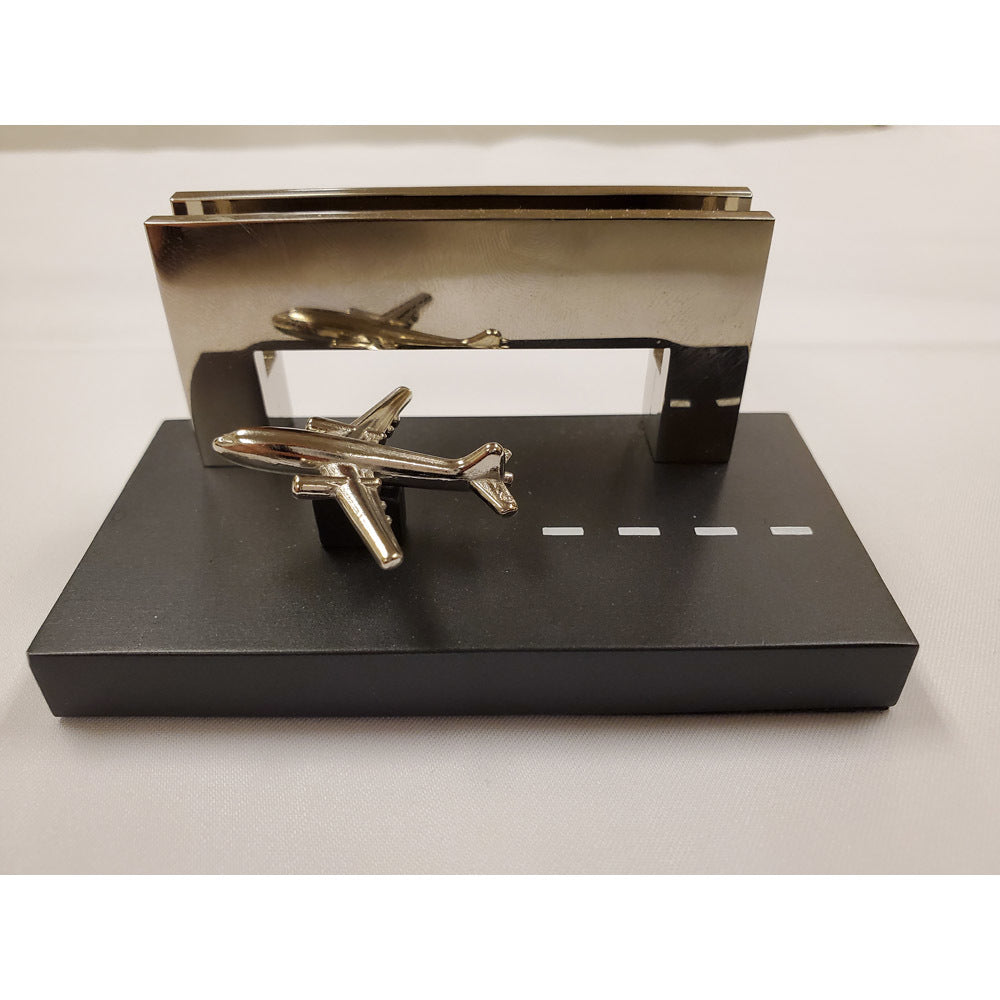 Business Card Holder - Airplane Runway - Black
