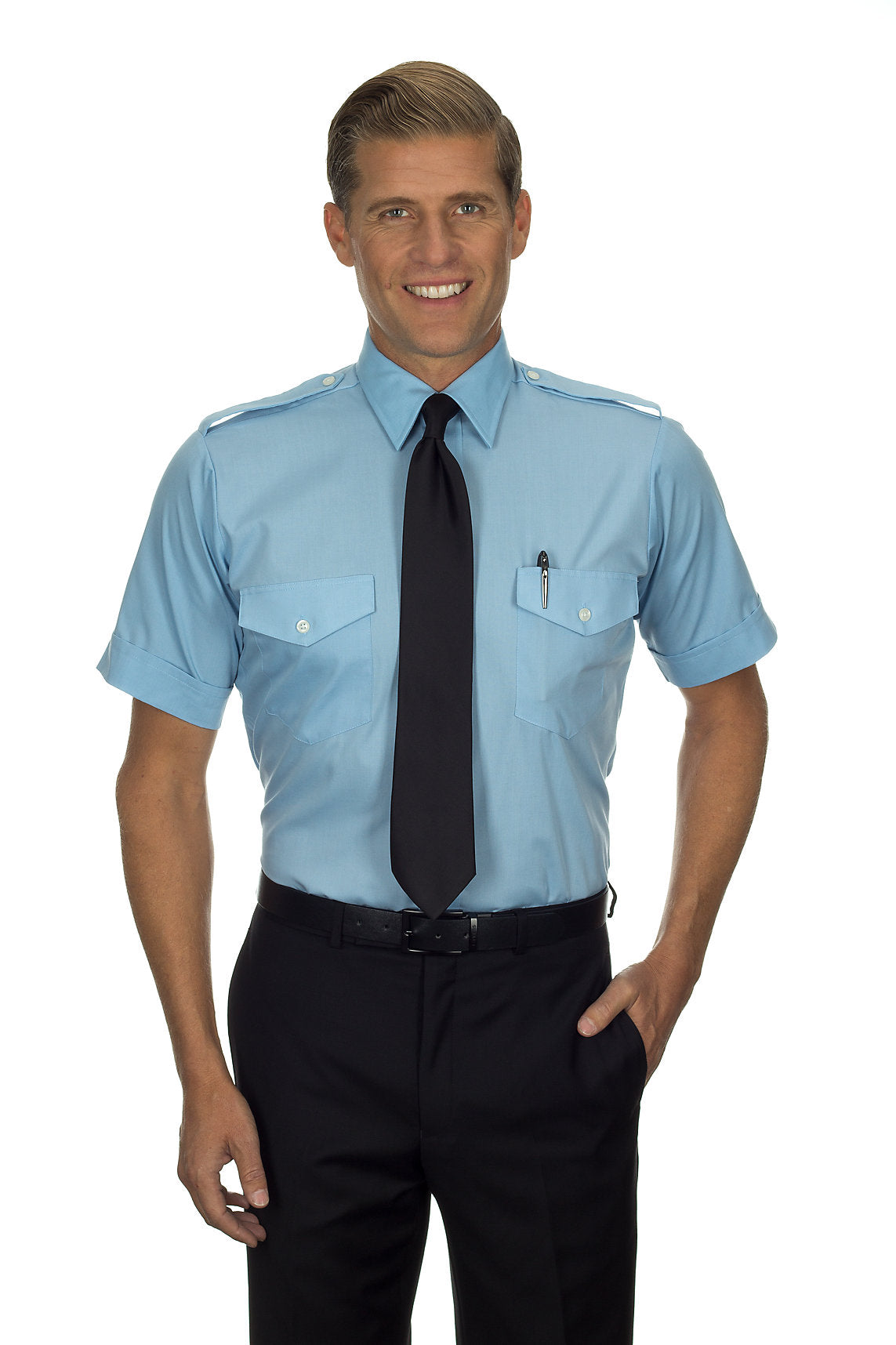 Van Heusen Tall Aviator Shirt - Men's Short Sleeve - Blue