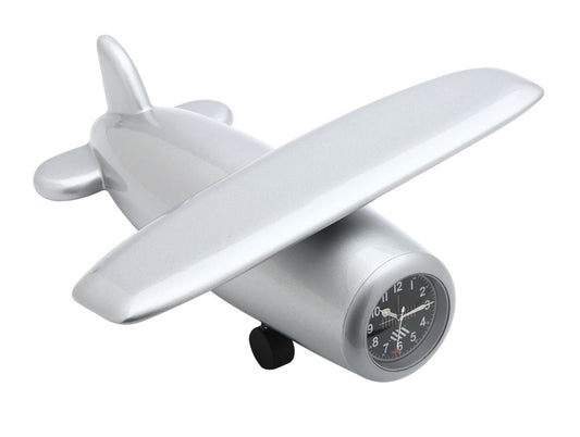 Big Wooden High-Wing Plane Clock - Silver