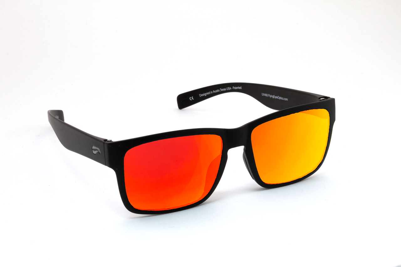 Flying Eyes Osprey Sunglasses - Matte Black Frames - Mirrored Rose Lenses