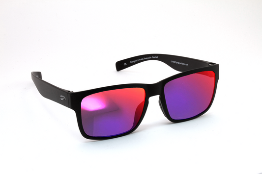 Flying Eyes Osprey Sunglasses - Matte Black Frames - Mirrored Sunset Lenses
