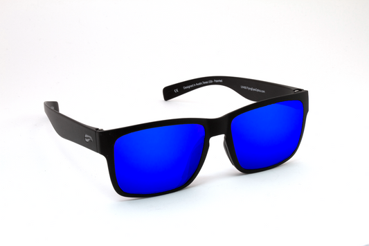 Flying Eyes Osprey Sunglasses - Matte Black Frames - Mirrored Sapphire Lenses
