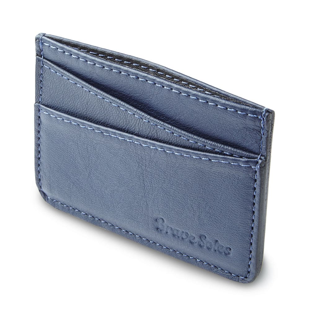 Upcycled Plane Seat Leather Cardholder Wallet - Blue