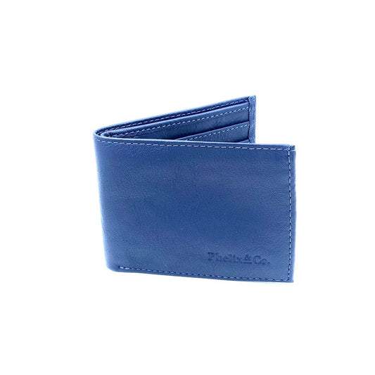 Upcycled Plane Seat Leather Bifold Wallet - Blue