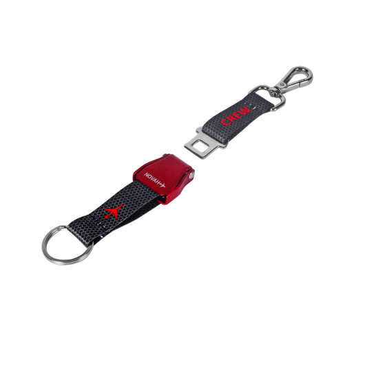 Novah Double Sided Airplane Seatbelt Keychain - Red and Black/Grey