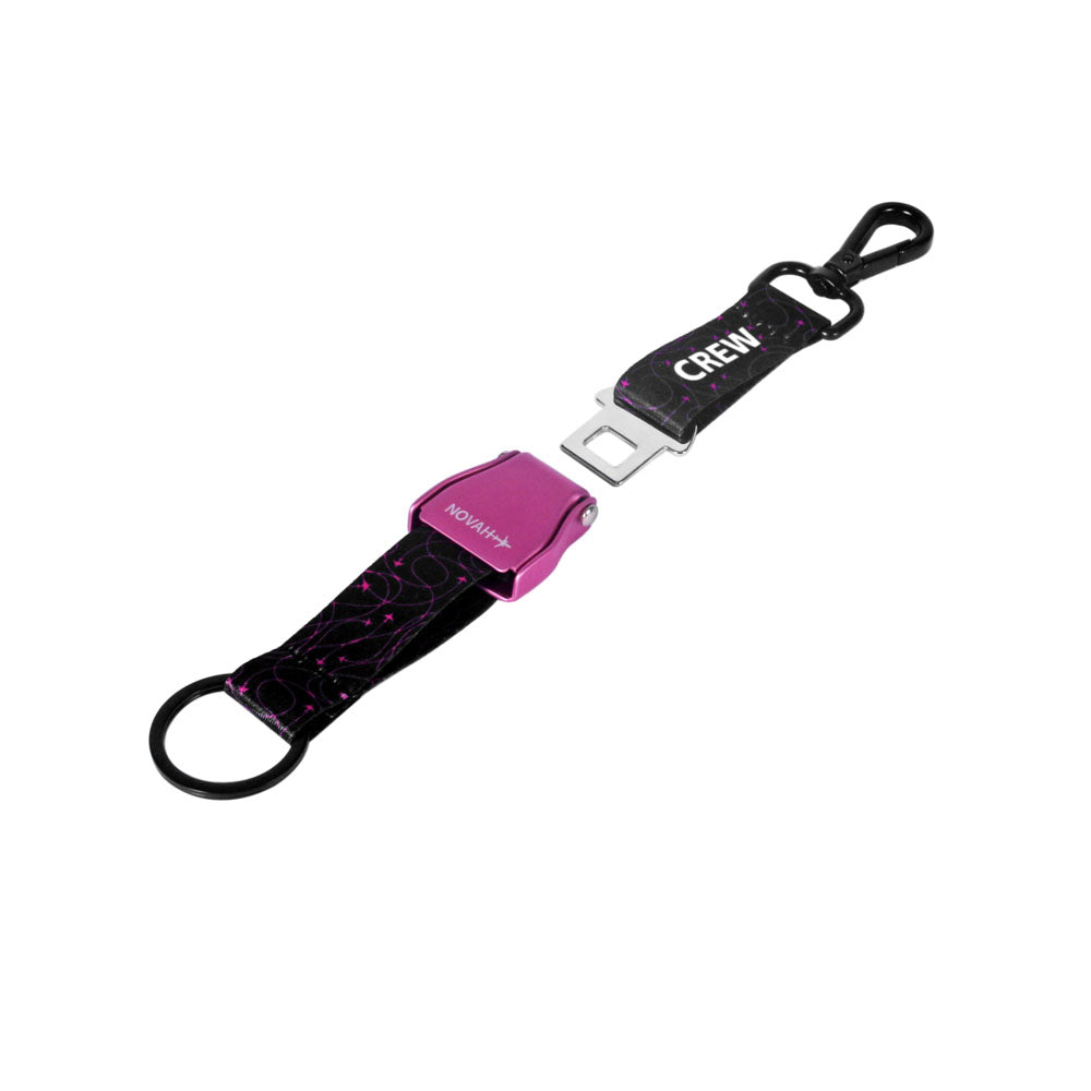 Novah Double Sided Airplane Seatbelt Keychain - Pink and Black