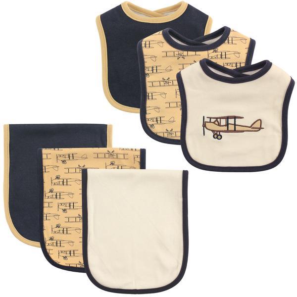 Airplane 6 Piece Bib & Burp Cloth Set