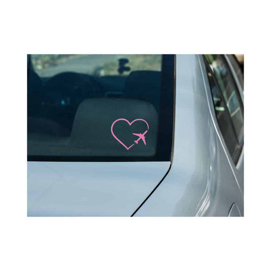 Airplane Heart Decal - Pink