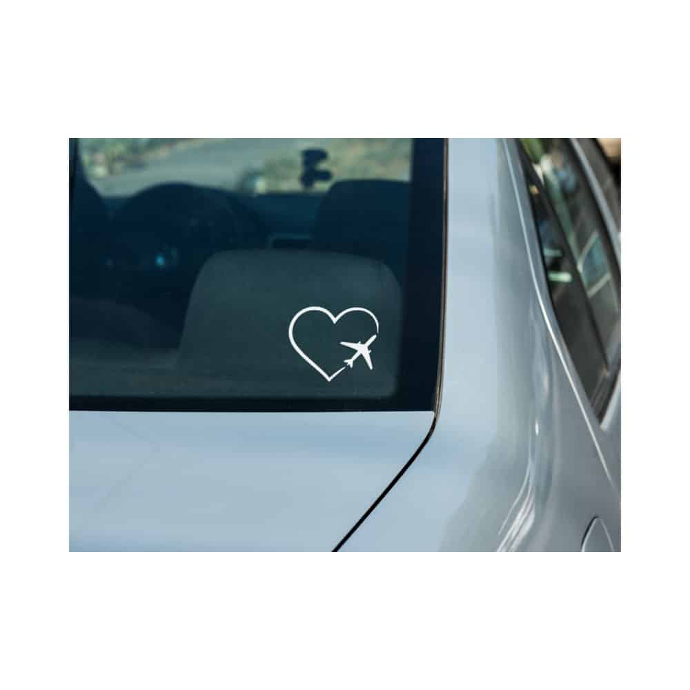 Airplane Heart Decal - White