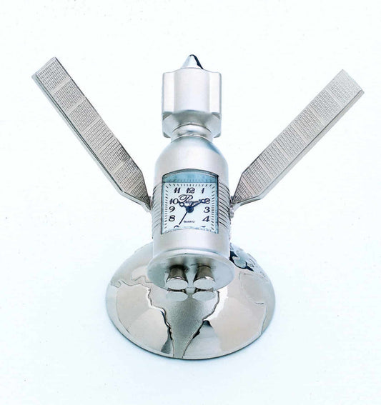 Satellite Metal Desk Clock - Silver