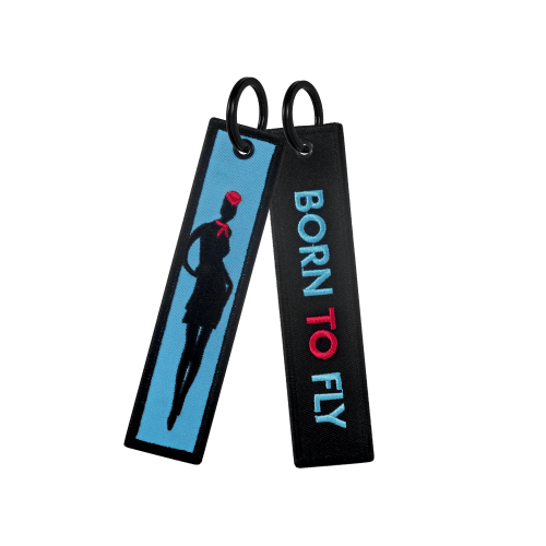 Novah Born To Fly - Embroidered Keychain - Blue & Black