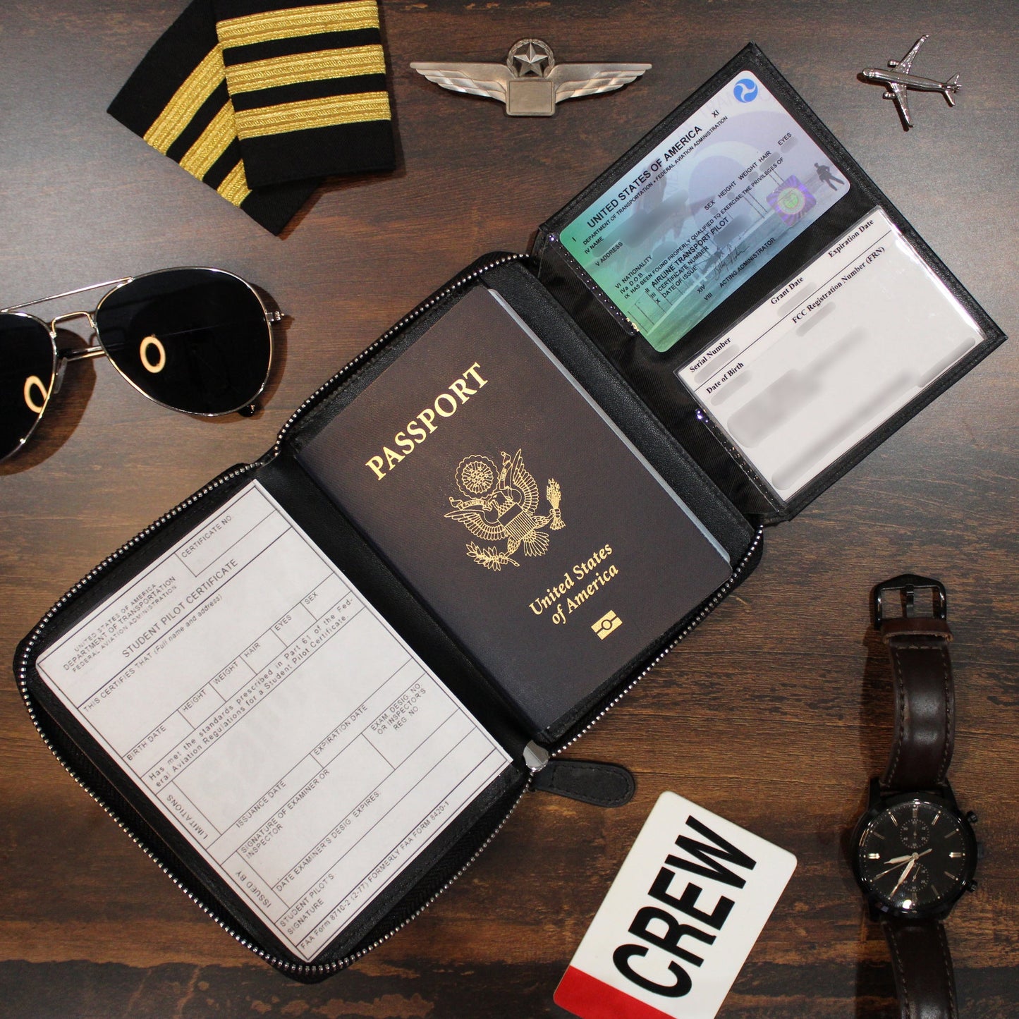 Pilot Document Holder v2 Real Leather Black