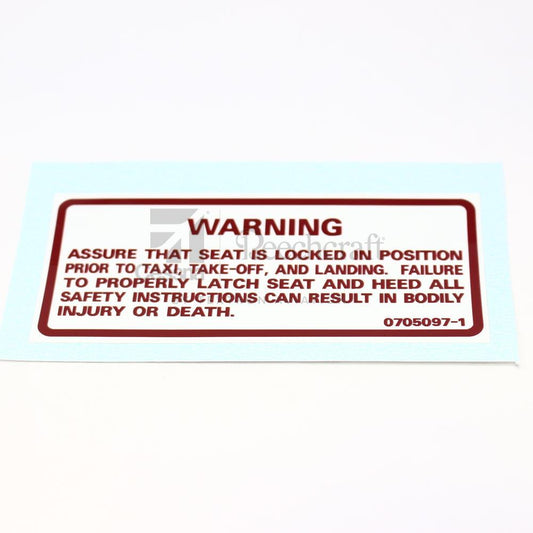 Cessna Placard PN 0705097-1