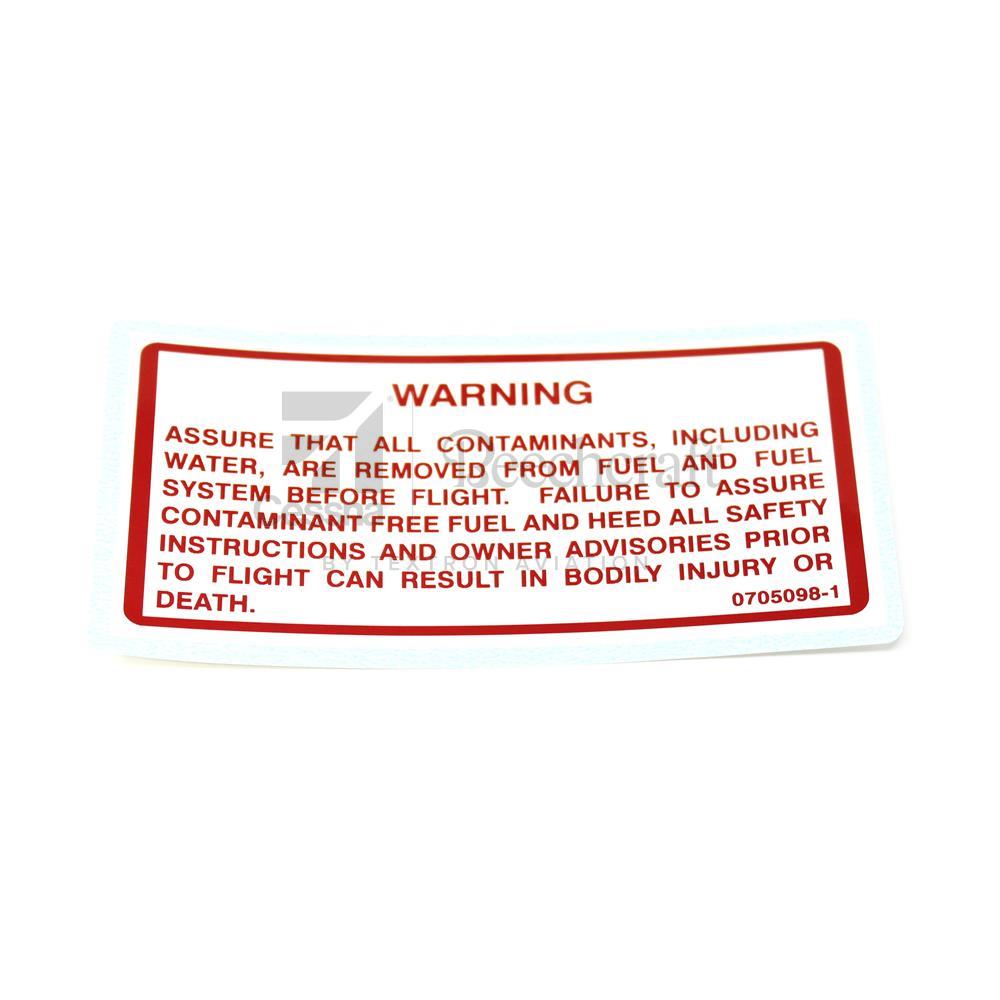 Cessna Placard PN 0705098-1