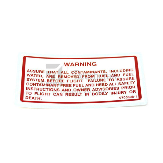 Cessna Placard PN 0705098-1
