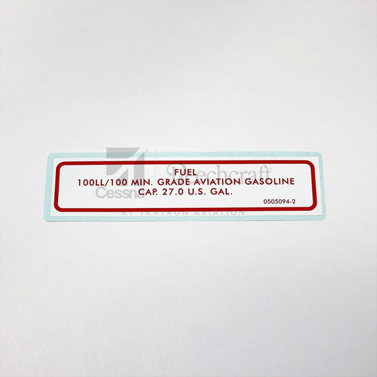 Cessna Placard PN 0505094-2