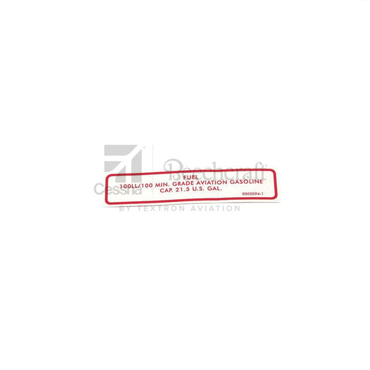 Cessna Placard PN 0505094-1