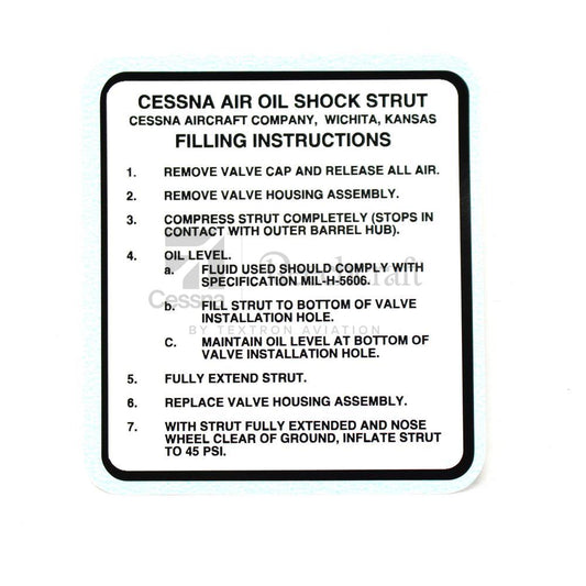 Cessna Placard PN 0543032-2