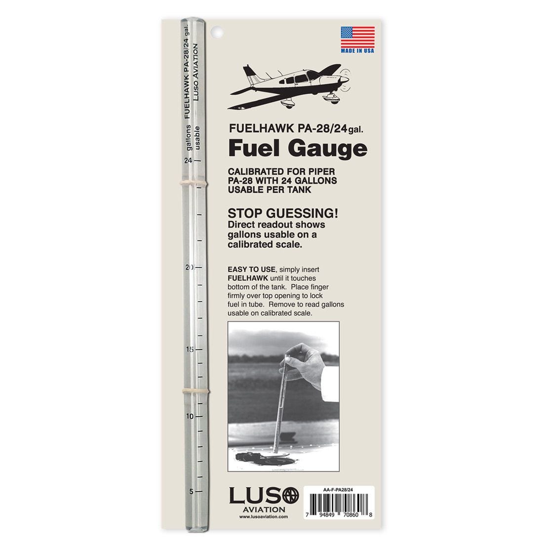 Fuelhawk Fuel Gauge - Piper PA-28 / 24 Gallon