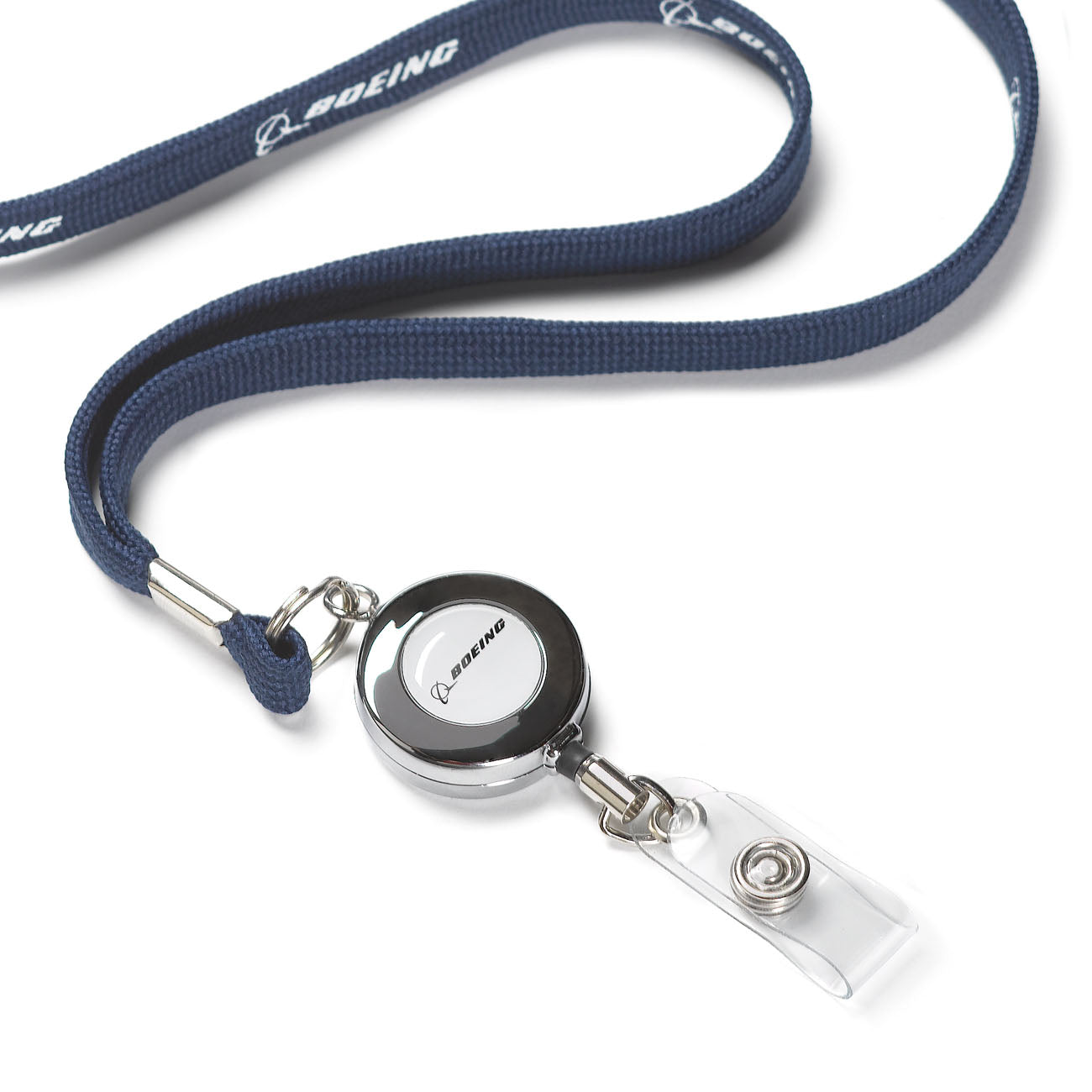 Navy Printed Retractable Lanyard