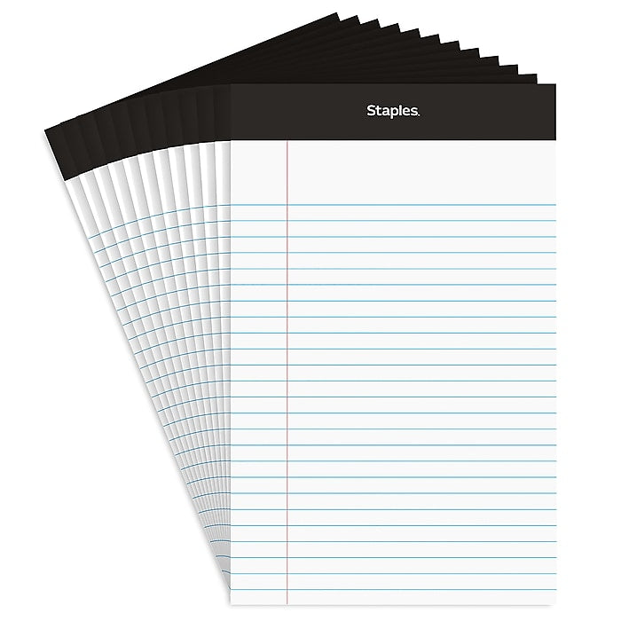 Staples Notepads, 5" x 8"White, 50 Sheets/Pad