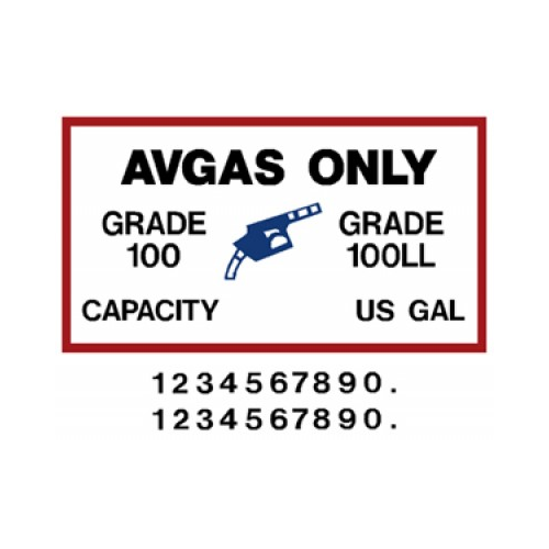 Universal Fuel Placard; S2608-1, S4003-1, S4527-1