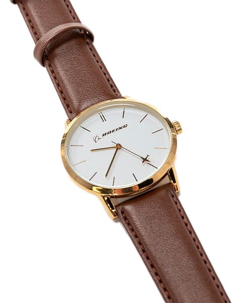 Boeing Men's Gold Rotating Airplane Watch