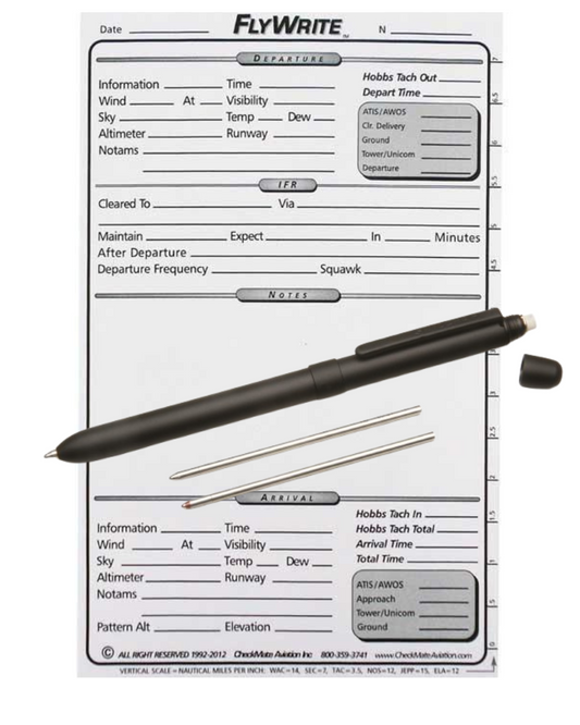 FlyWrite Cockpit Writing Pad & Aviator Black Pen