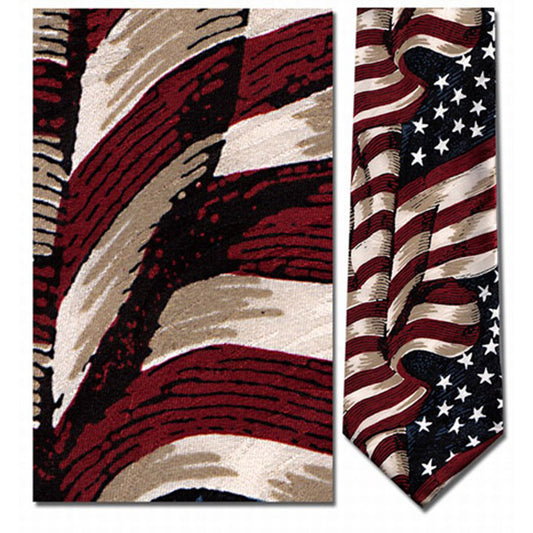 Museum Artifacts-  Large Waving American Flag - All Silk Tie
