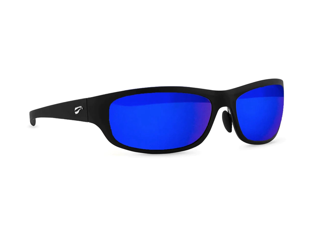 Flying Eyes Golden Eagle Sport Sunglasses - Matte Black - Mirrored Sapphire Lens
