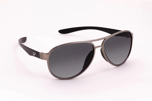 Flying Eyes Kestrel Aviator - Silver and Glossy Black Frame - Gradient Gray Tint Lens