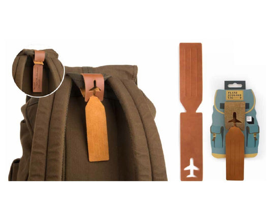 Leather Airplane Luggage Tag - Pull Through