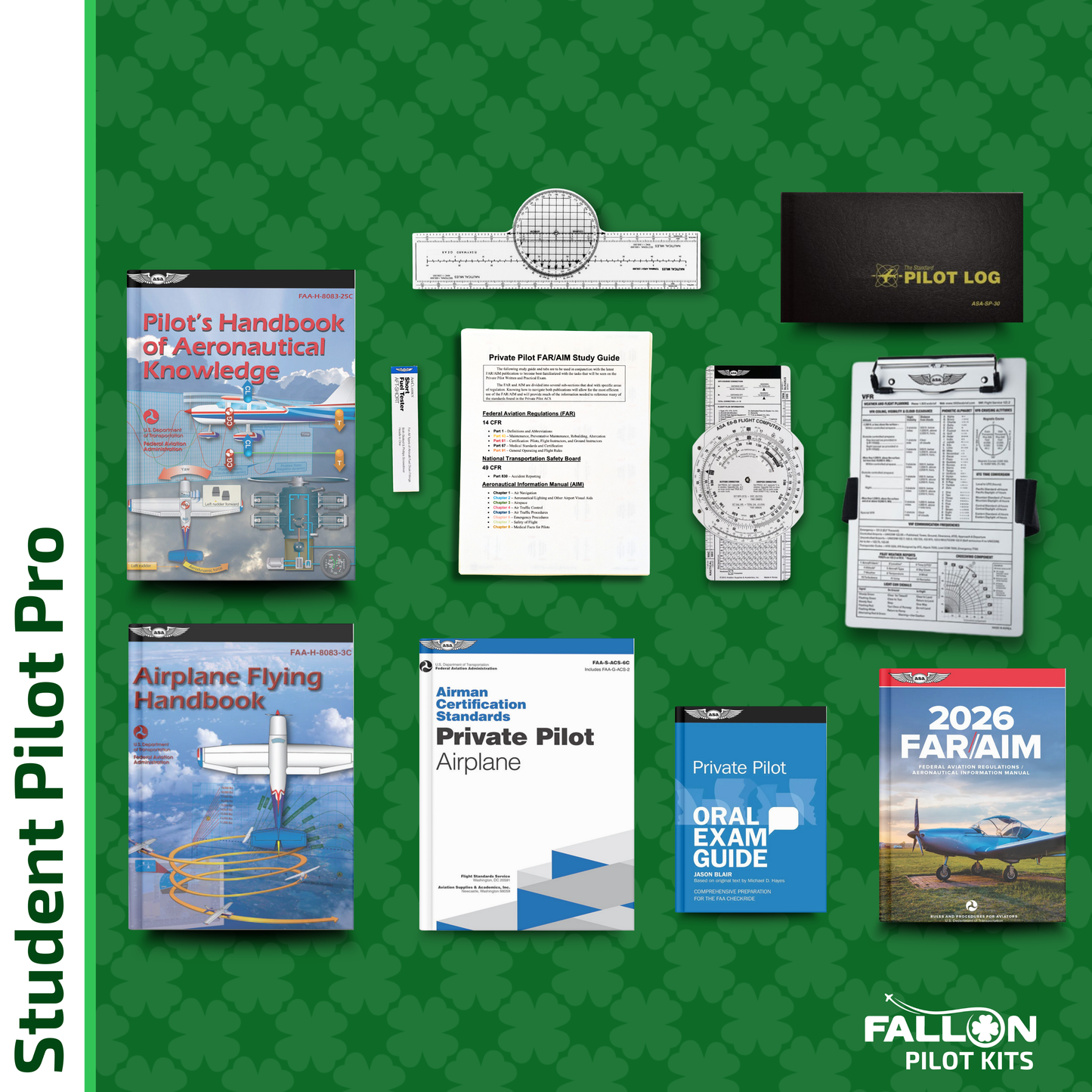 Student Pilot Pro Kit – FAA Training Books, E6-B, Plotter & Fuel Tester