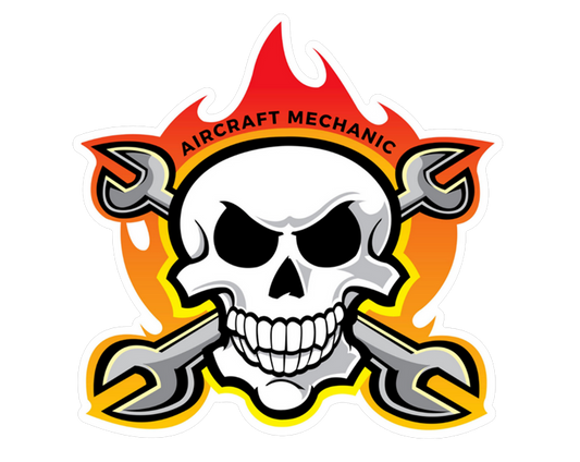 Aircraft Mechanic Skull - Sticker