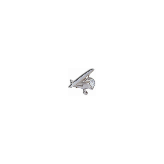 High-Wing Airplane Desk Clock - Silver Metal