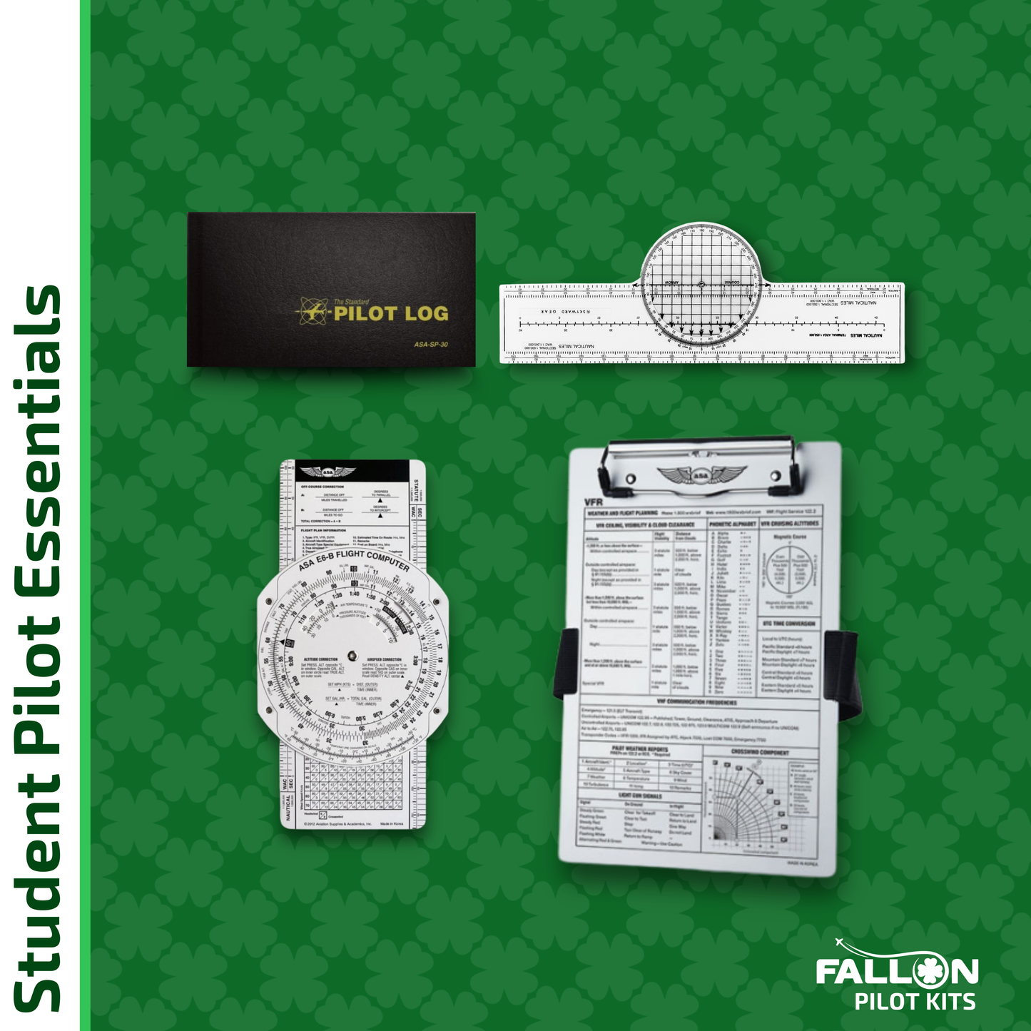 Student Pilot Essentials Kit – Kneeboard, Logbook, E6-B & Plotter