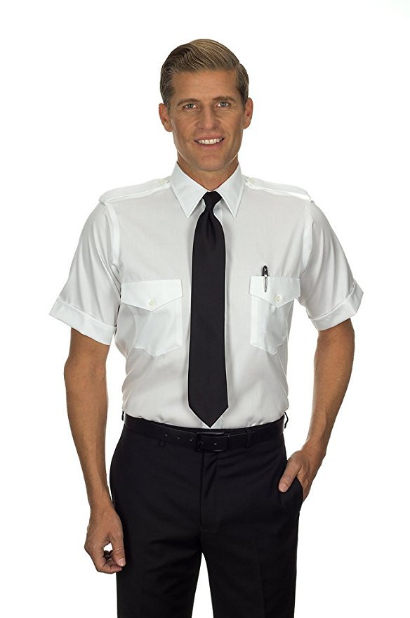 Van Heusen 100% Cotton Non-Iron Aviator Shirt - Men's Short Sleeve - White