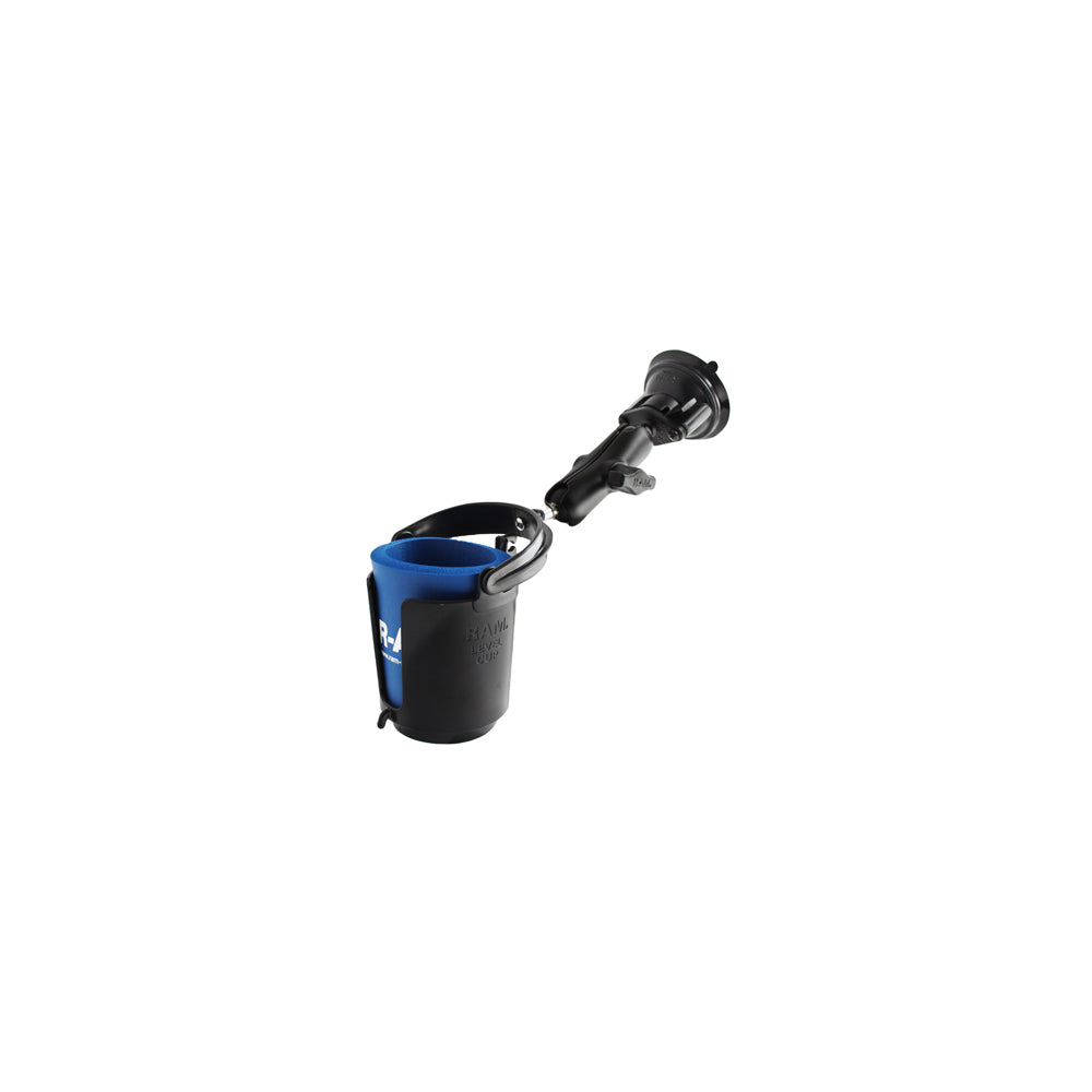 RAM Twist Lock Suction Cup Mount with Self-Leveling Cup Holder