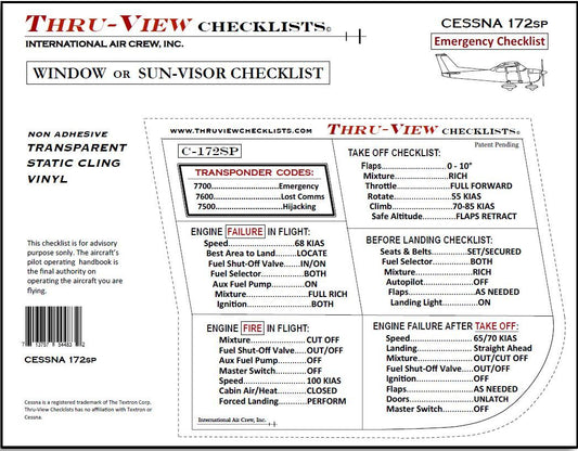 Thru-View Emergency Checklist - Cessna 172R/SP