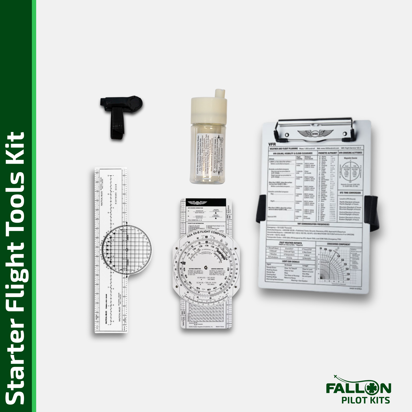 Starter Flight Tools Kit – E6-B Flight Computer, Plotter & Fuel Tester