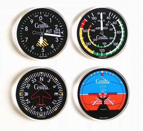 Trintec Cessna Round Acrylic Coaster Set
