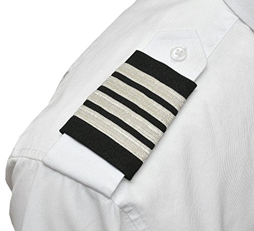 Professional Pilot Epaulets - 4 Silver Bar - Captain