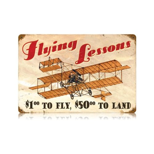 Flying Lessons Vintage Metal Sign
