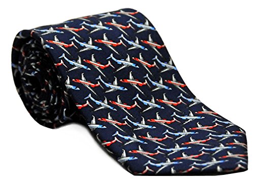 Executive Jet Airplane Silk Twill Tie