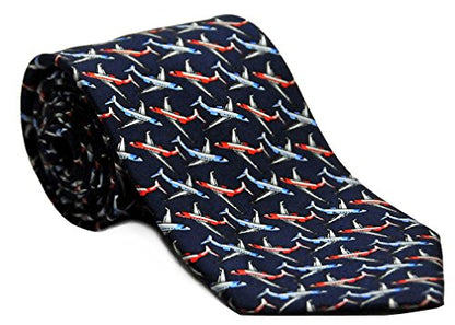 Executive Jet Airplane Silk Twill Tie