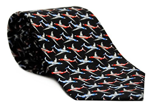 Executive Jet Airplane Silk Twill Tie