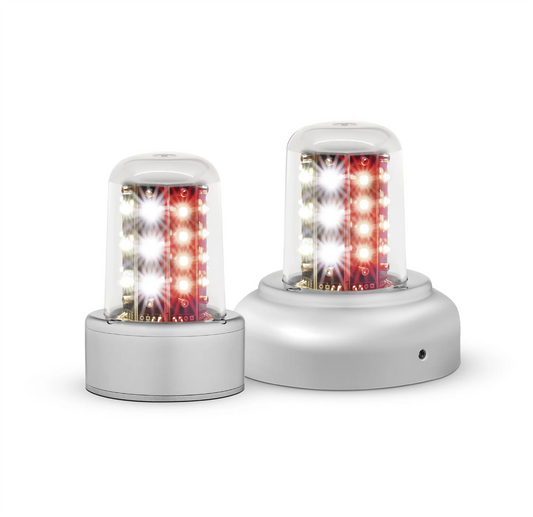 Whelen LED Rd/Wt Beacon, 14V 3.75""Adapt, Flying Leads 01-0790520-55