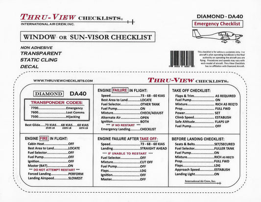 Thru-View Emergency Checklist - Diamond DA40
